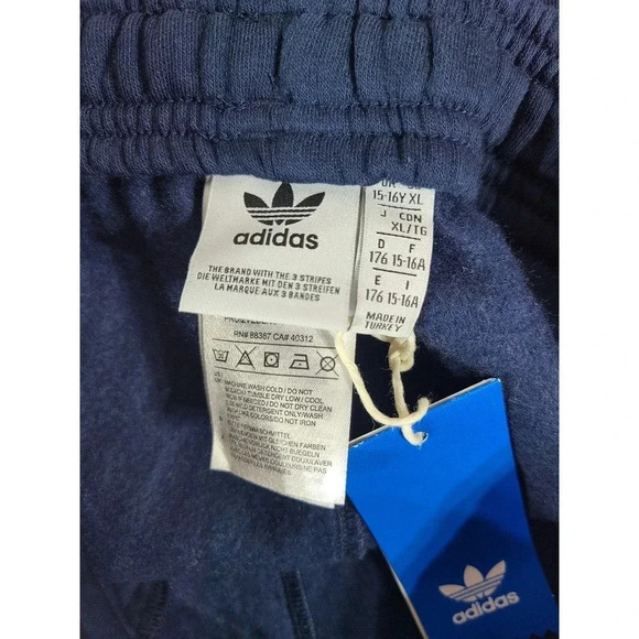 Adidas Outline Sweat Shorts Boys Size XL Navy Blue White Peach Pockets New - Picture 4 of 4
